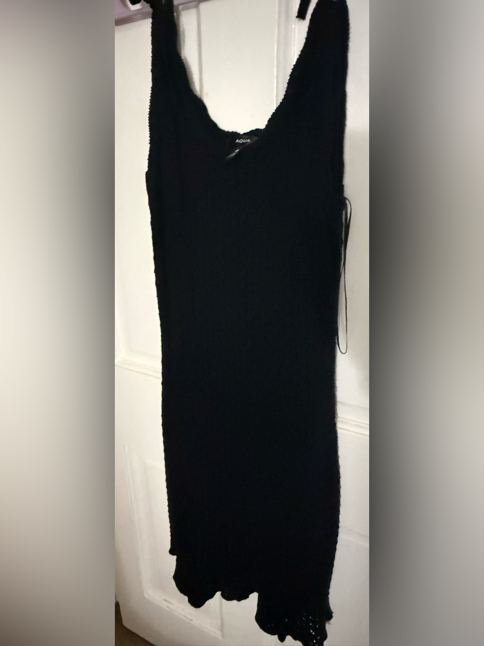 Aqua Black Crochet Tie Straps Midi Dress